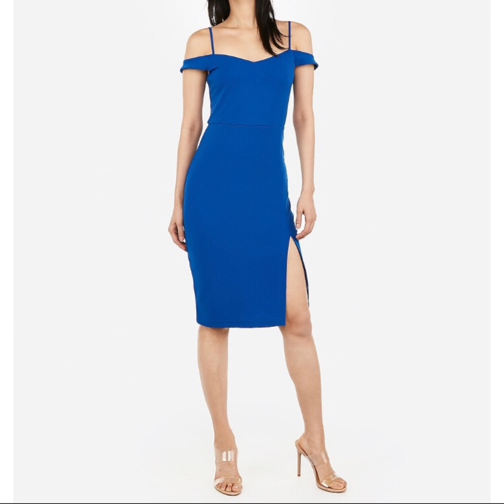 Cold Shoulder Sheath Dress. Celestial Blue 490